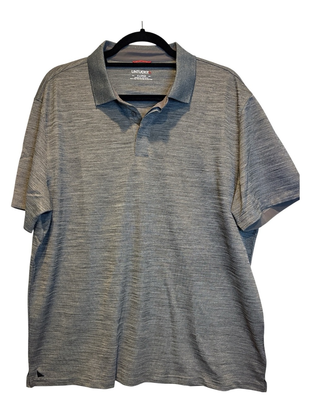 UNTUCKit - Men's Hannifer short sleeve polo shirt. Size XL. Heathered Gray